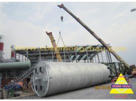 Quá trình lắp đặt silo chứa xỉ